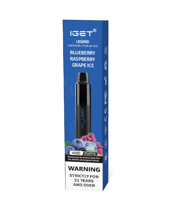 Blueberry Raspberry Grape Ice 4000 Puffs Disposable Vape IGET Legend - Image 2
